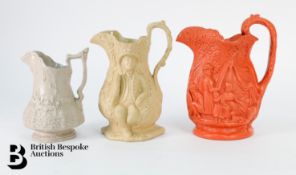 Three Stoneware Relief Moulded Jugs