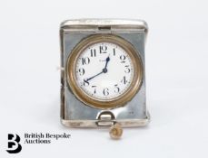 Silver and Enamel Travelling Alarm Clock