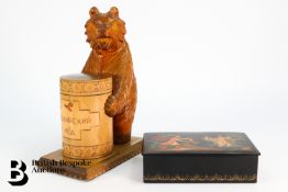20th Century Lacquer Russian Box and Honey Jar