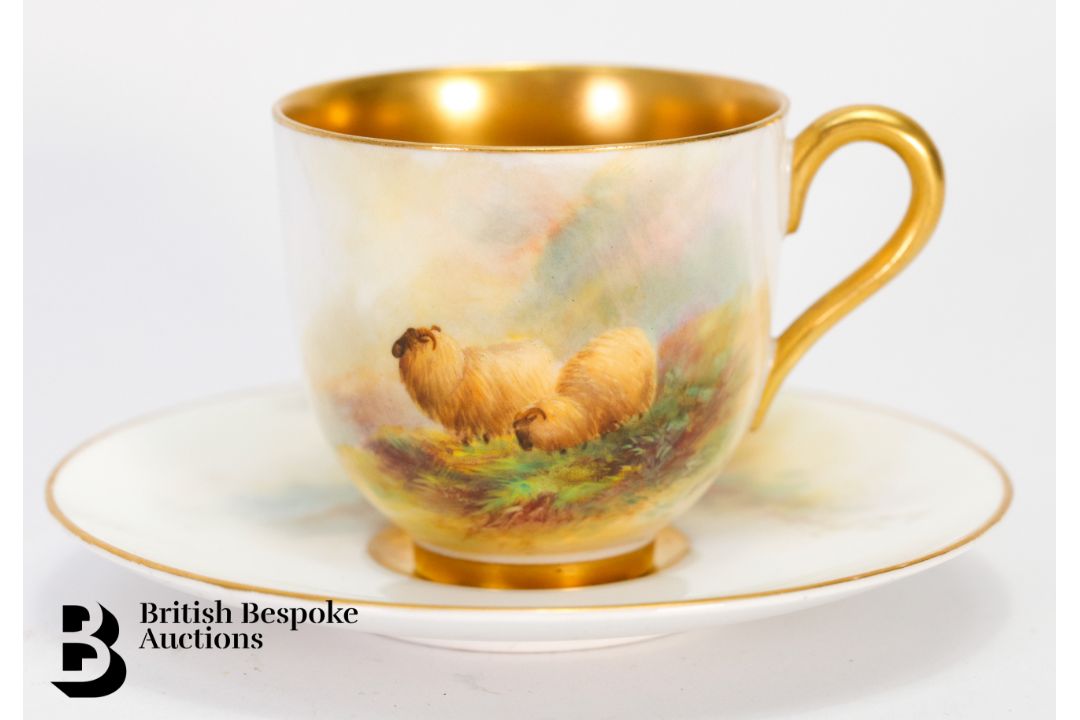 Royal Worcester Porcelain Cabinet Cups and Saucers - Image 7 of 16