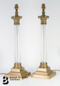 Pair of Brass and Glass Table Lamps.