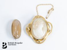 Cameo and Agate Brooches