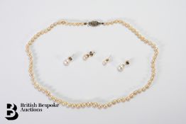 18ct Gold and Diamond Clasp Pearl Necklace