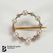 18ct Gold Pearl and Diamond Satellite Brooch