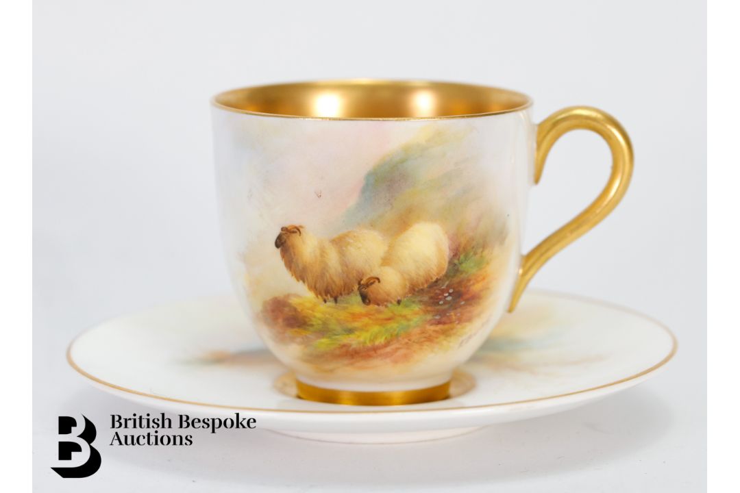 Royal Worcester Porcelain Cabinet Cups and Saucers - Image 9 of 16