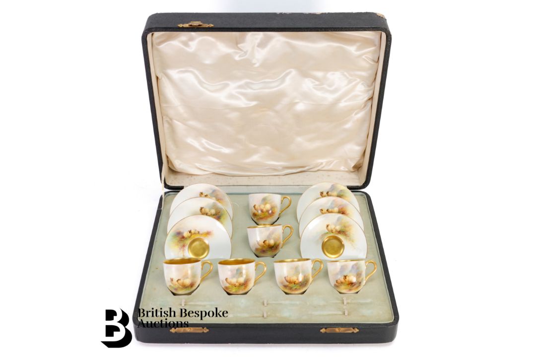 Royal Worcester Porcelain Cabinet Cups and Saucers - Image 1 of 16