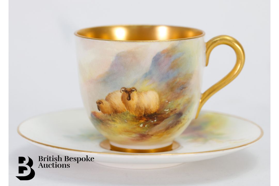 Royal Worcester Porcelain Cabinet Cups and Saucers - Image 14 of 16