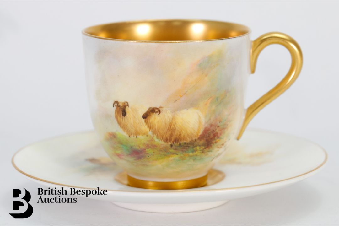 Royal Worcester Porcelain Cabinet Cups and Saucers - Image 11 of 16