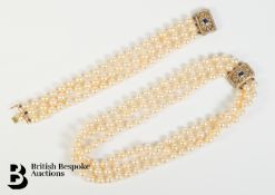 Pearl Choker and Three-Strand Bracelet