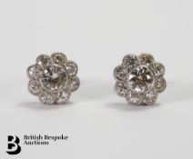 Pair of White Gold Diamond Earrings