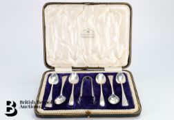 Box Set of Silver Teaspoons and Sugar Nips