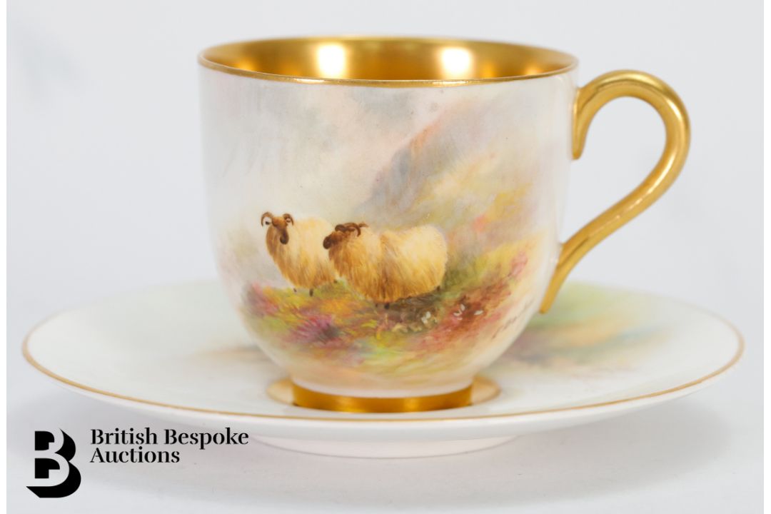 Royal Worcester Porcelain Cabinet Cups and Saucers - Image 12 of 16