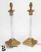 Pair of Brass and Glass Table Lamps