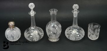 Edwardian Glass Decanters and Scent Bottle