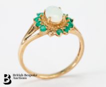 9ct Gold Emerald and Opal Ring