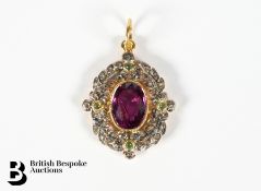 Silver and Silver Gilt Diamond and Garnet Pendant