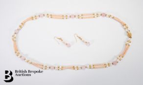 Multi-Strand Pearl, Rose Quartz Necklace