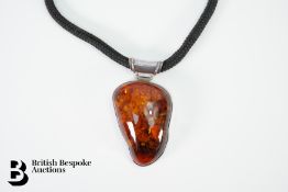 Silver Amber Pendant