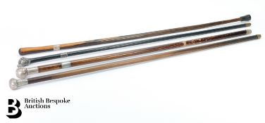 Four Silver Topped Walking Canes
