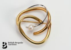 18ct White and Gold Diamond Satellite Brooch