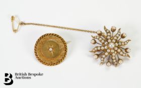 Edwardian 18ct Gold and Pearl Star Brooch