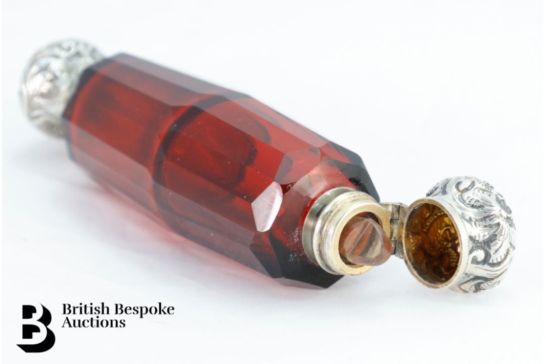 Victorian Cranberry Glass Double Scent Bottle - Image 7 of 9