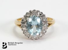 18ct Gold Aquamarine and Diamond Ring