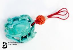 Chinese Carved Turquoise Amulet