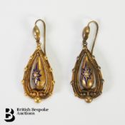 Pair of 14ct Gold and Enamel Earrings