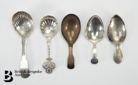 Five Silver Caddy Spoons