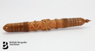 Wood Carved Needlework Case, Miscellaneous Items