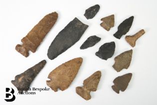 Collection of Stone Tools, Points and Blades