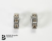 Pair of White Gold Diamond Square Earrings