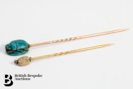 Two 9ct Gold Scarab Beetle Stock Pins