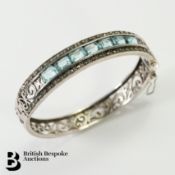 Victorian Silver and Blue Glass Bangle