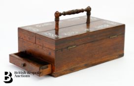Rosewood and Mother of Pearl Pen Rest and Ink Stand