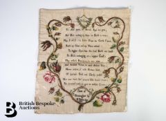 An Antique Embroidered Silk Sampler.