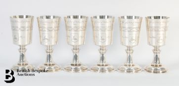 Set of Six Silver Goblets