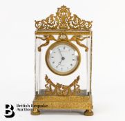 French Crystal and Gilt Bronze Mantel Clock
