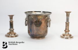 Pair of 19th Century Silver Plate on Copper Candlesticks