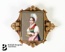 Swiss Porcelain Portrait Brooch