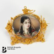 19th Century Gold Indian Portrait Brooch