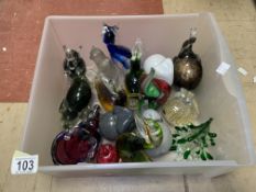 MIXED VINTAGE ART GLASS ANIMALS, INC BIRDS, ELEPHANTS AND MORE