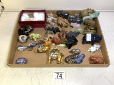 MAINLY MINIATURE ELEPHANTS MADE FROM SEMI-PRECIOUS STONES