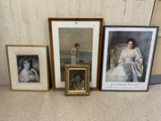 FOUR VINTAGE PORTRAIT PRINTS ALL FRAMED AND GLAZED LARGEST 61 X 91CM