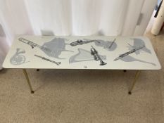 MID CENTURY COFFEE TABLE 1950S JAZZ MUSICAL THEME 122 X 40.5 X 43CM