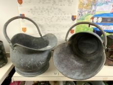 HELMET SHAPED COAL SCUTTLE WITH COAL BUCKET BOTH COPPER