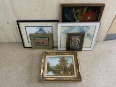 FIVE PIECES OF ART INCLUDES ASIAN WATERCOLOURS