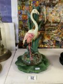VINTAGE ITALIAN FLAMINGO STATUE ON LEAF BASE 37CM