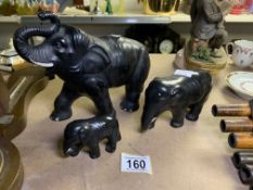 THREE CERAMIC SYLVAC ELEPHANTS